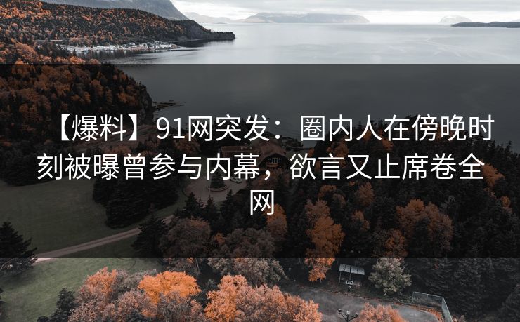 【爆料】91网突发：圈内人在傍晚时刻被曝曾参与内幕，欲言又止席卷全网