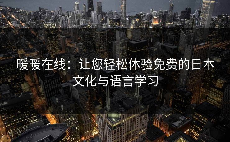 暖暖在线:让您轻松体验免费的日本文化与语言学习 暖暖在线:让您轻松体验免费的日本文化与语言学习