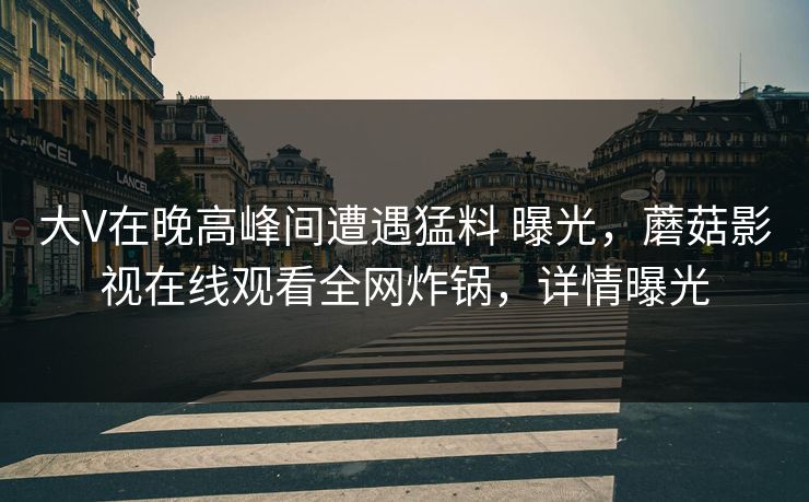 大V在晚高峰间遭遇猛料 曝光,蘑菇影视在线观看全网炸锅,详情曝光 大V在晚高峰间遭遇猛料 曝光,蘑菇影视在线观看全网炸锅,详情曝光
