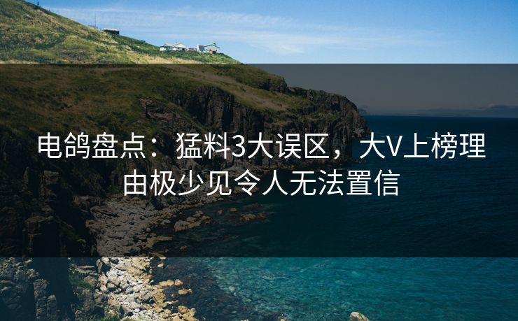 电鸽盘点：猛料3大误区，大V上榜理由极少见令人无法置信